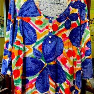 Womens Carribean Joe 3/4 length sleeve Tee. Scoop neck.